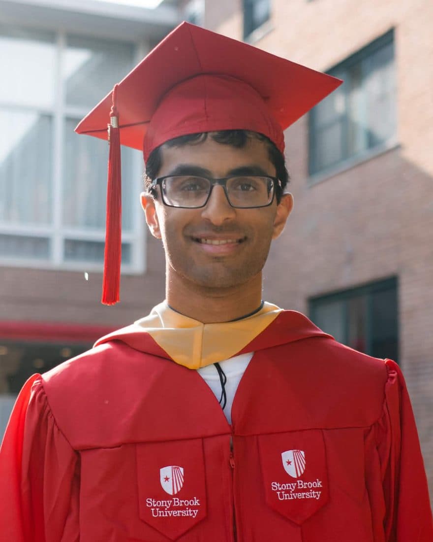 Deepak Kadur in Stony Brook University graduation regalia